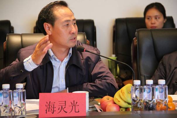 海南省內(nèi)蒙古商會會長、內(nèi)蒙古農(nóng)牧業(yè)產(chǎn)業(yè)化龍頭企業(yè)協(xié)會海南辦事處主任海靈光介紹對接情況.JPG